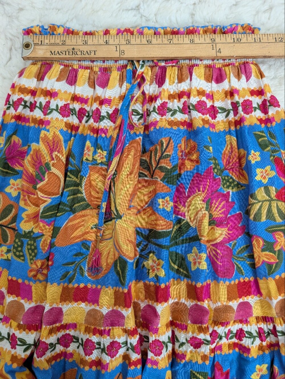 Farm Rio Colourful Floral Print Flowy Tiered Midi Skirt XS - Picture 9 of 12